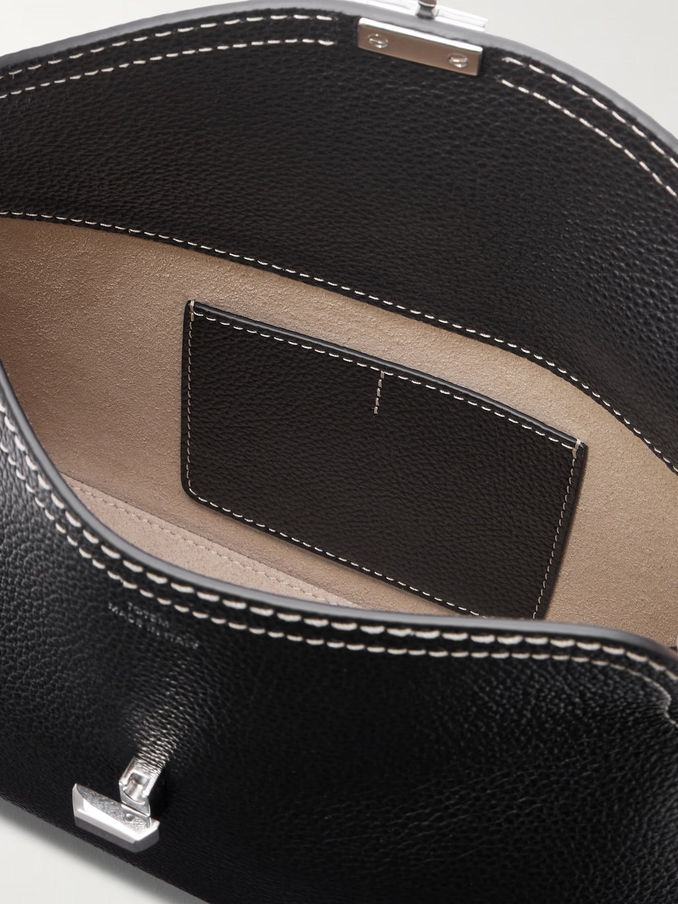 Toteme T-Lock Clutch Grained Leather Black Silver