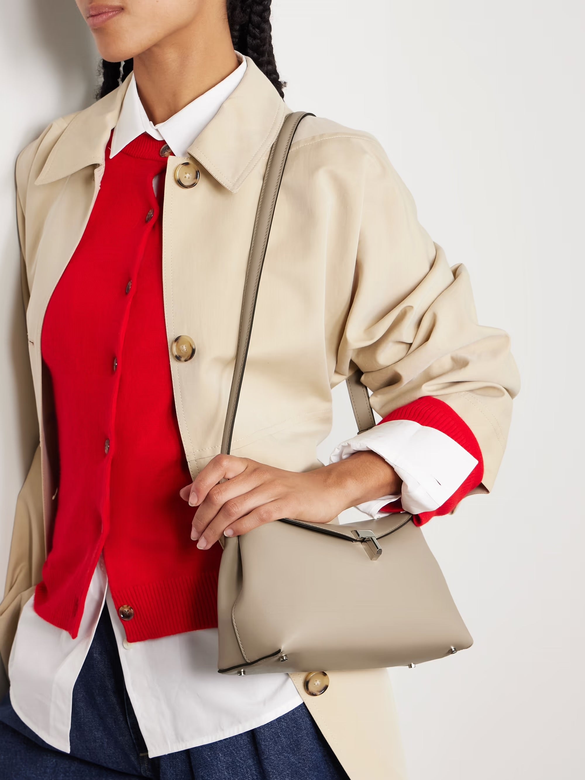 Toteme T-Lock Clutch Leather White