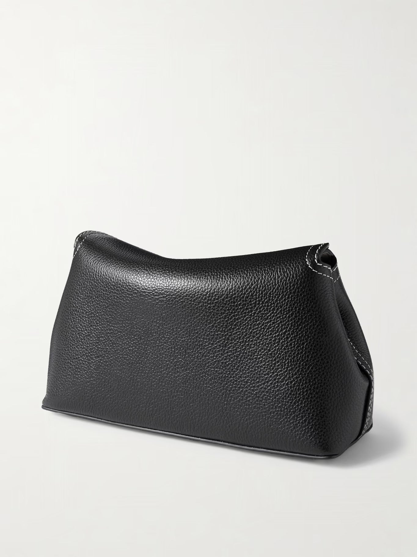 Toteme T-Lock Clutch Grained Leather Black Silver