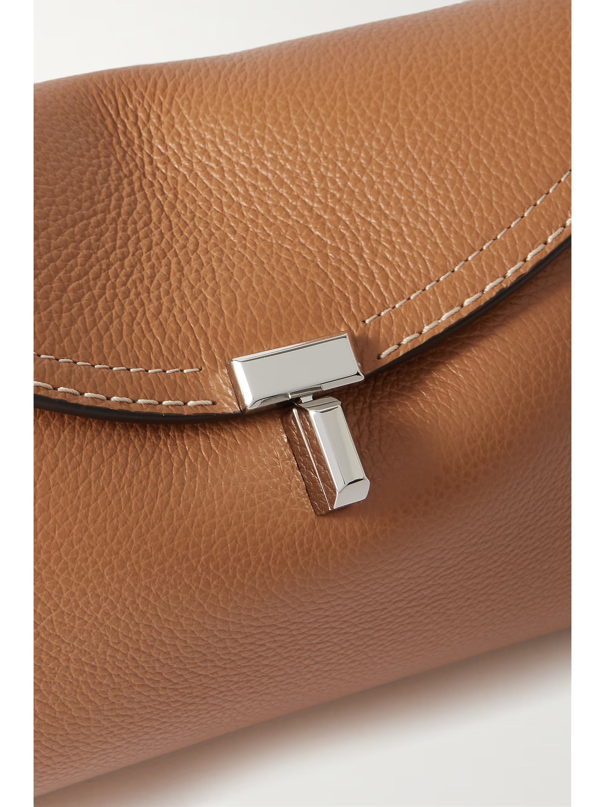 Toteme T-Lock Clutch Leather Light Brown