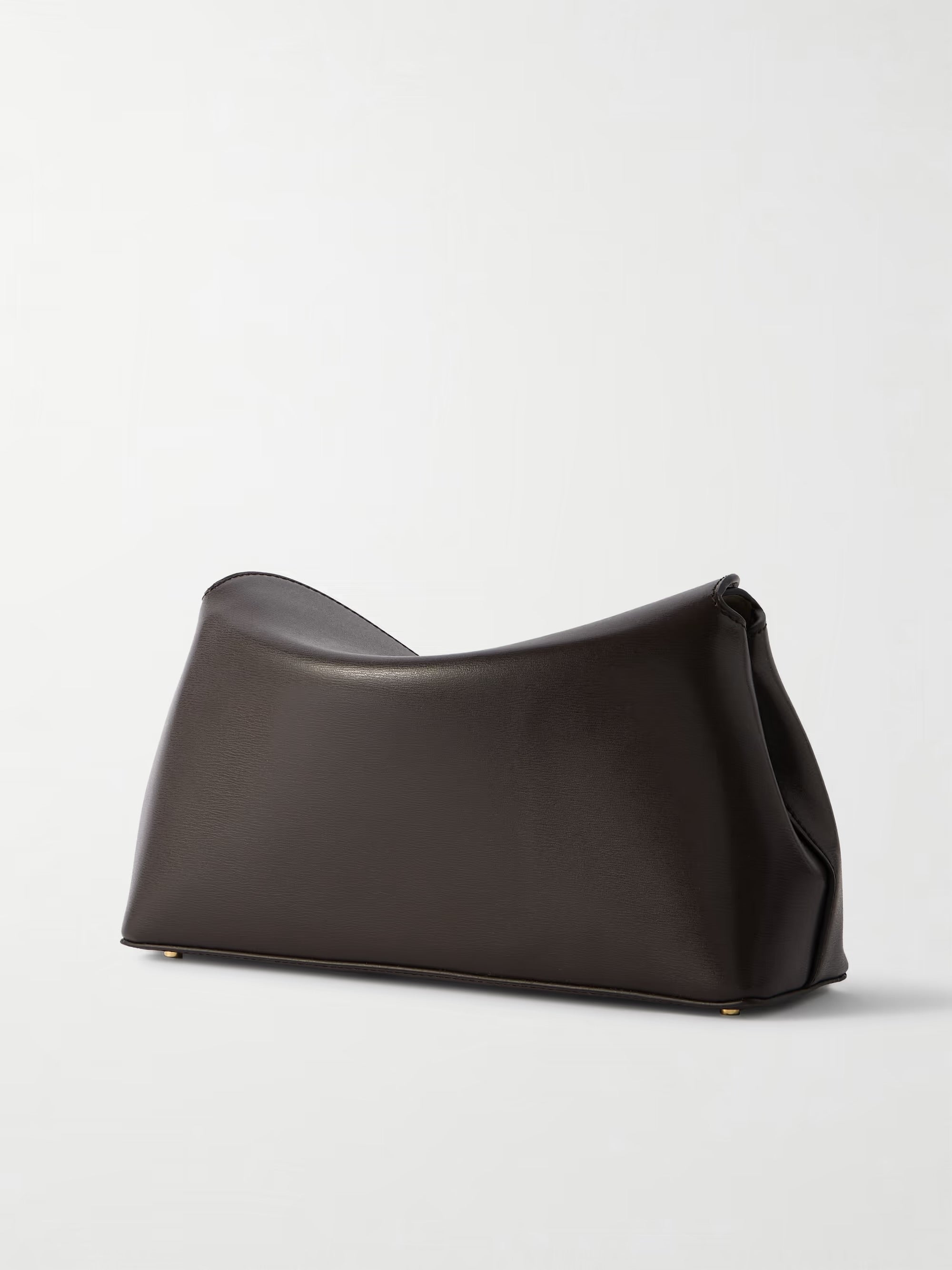 Toteme T-Lock Clutch Leather Dark Brown