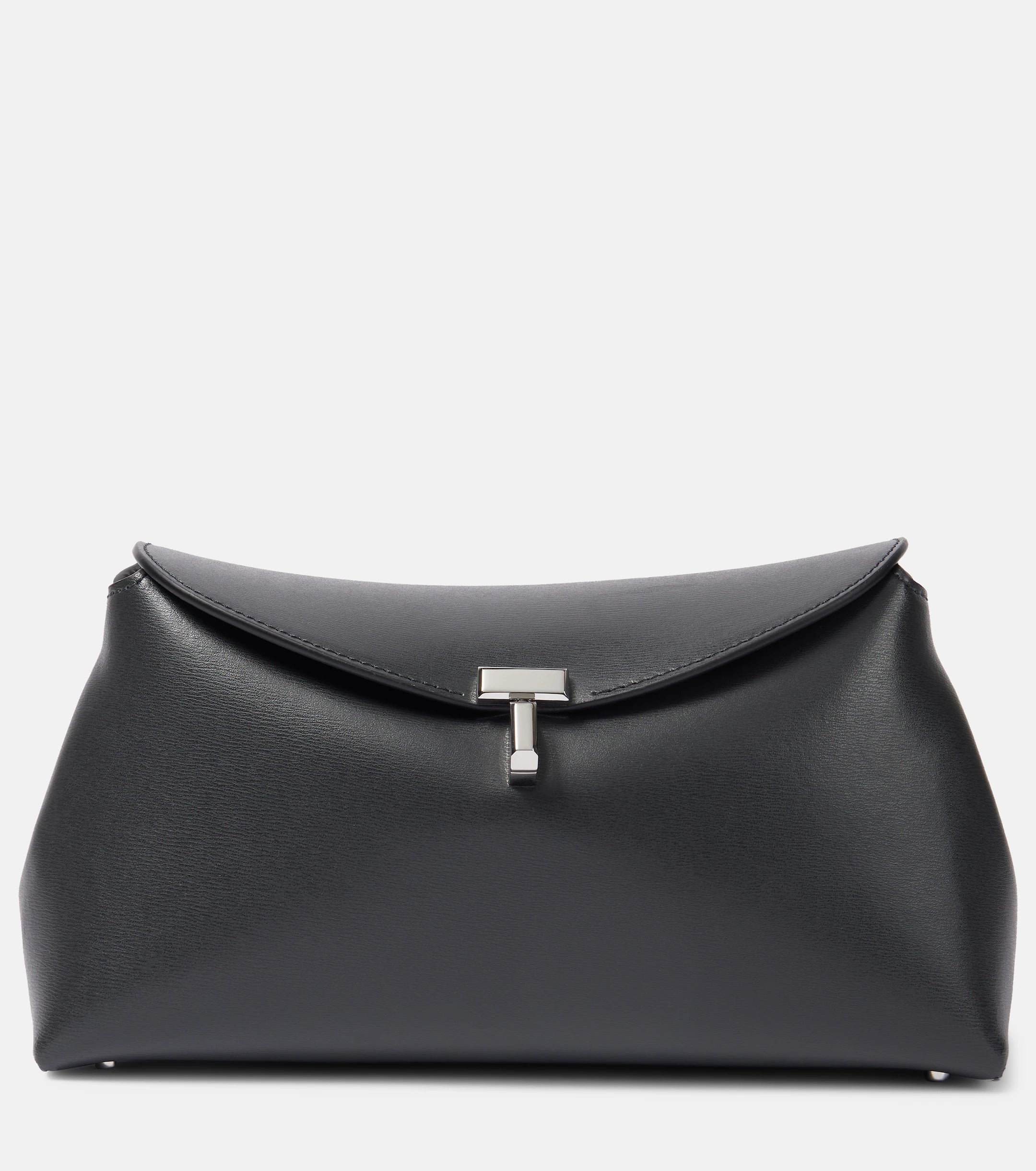Toteme T-Lock Clutch Leather Black Silver