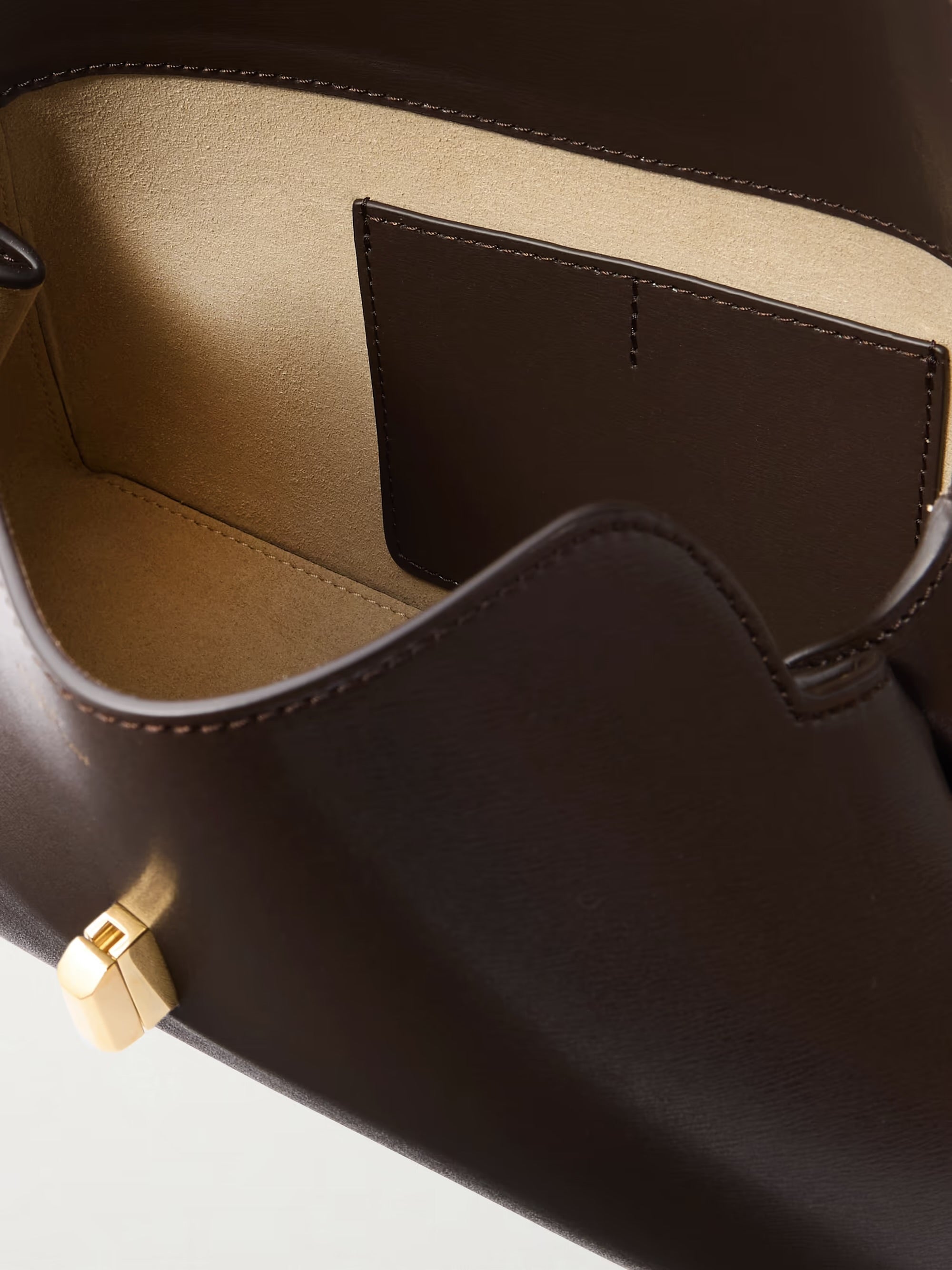 Toteme T-Lock Clutch Leather Dark Brown