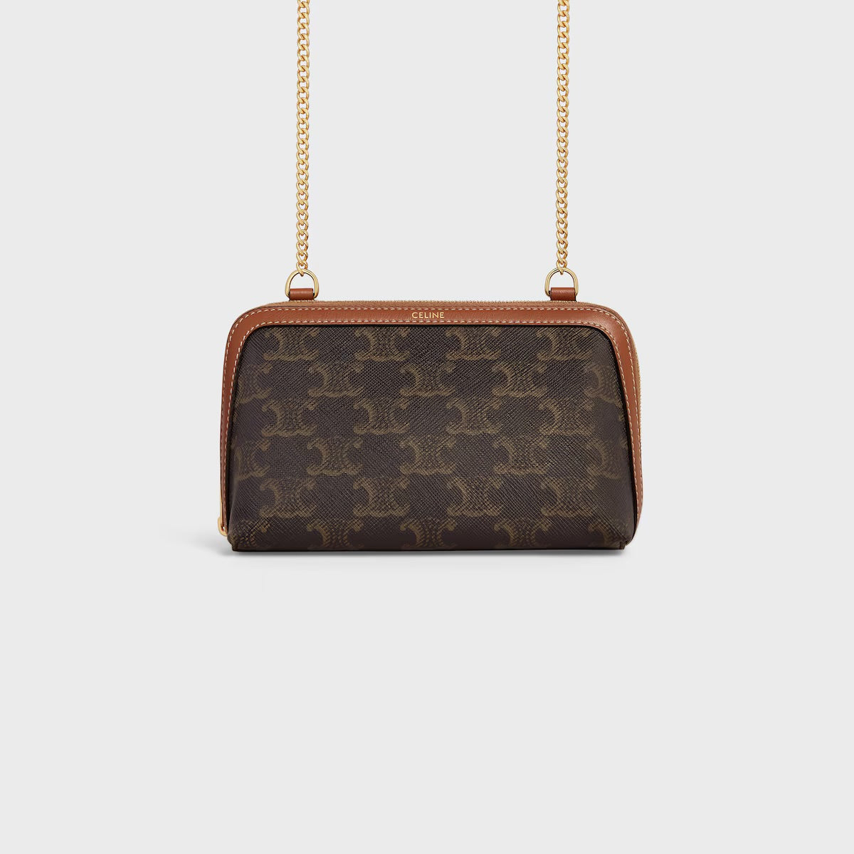 POCHETTE CELINE CON CATENA IN TELA TRIOMPHE E PELLE DI AGNELLO
