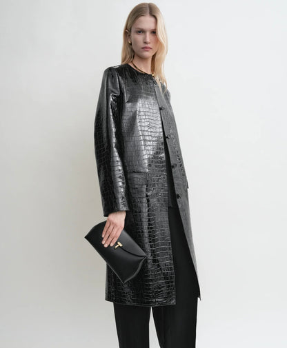 Toteme T-Lock Clutch Leather Black Gold