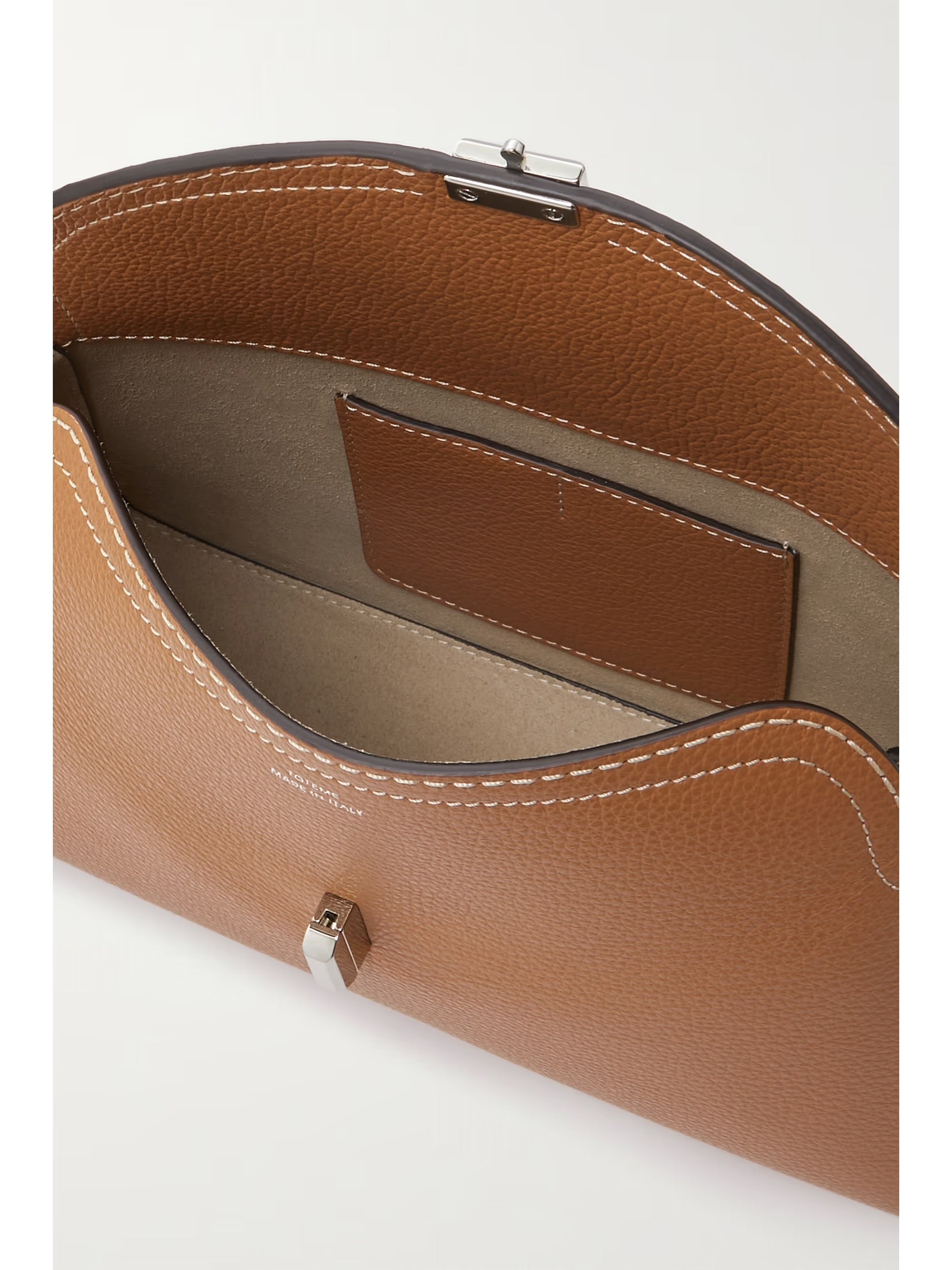 Toteme T-Lock Clutch Leather Light Brown