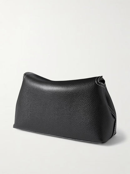 Toteme T-Lock Clutch Grained Leather Black Silver