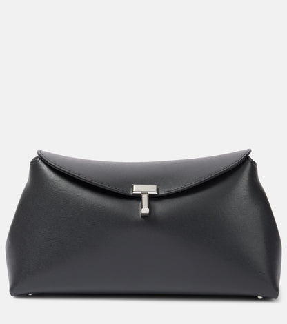 Toteme T-Lock Clutch Leather Black Silver