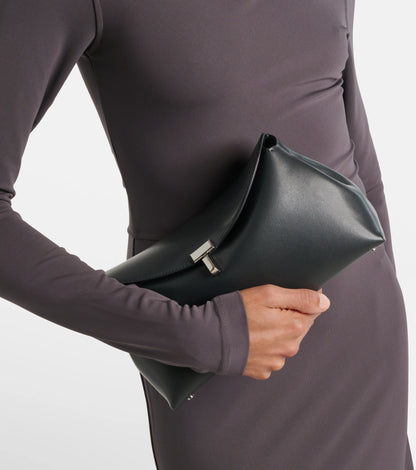 Toteme T-Lock Clutch Leather Black Silver
