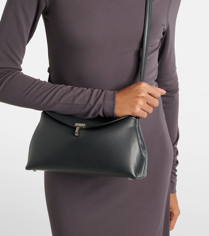 Toteme T-Lock Clutch Leather Black Silver